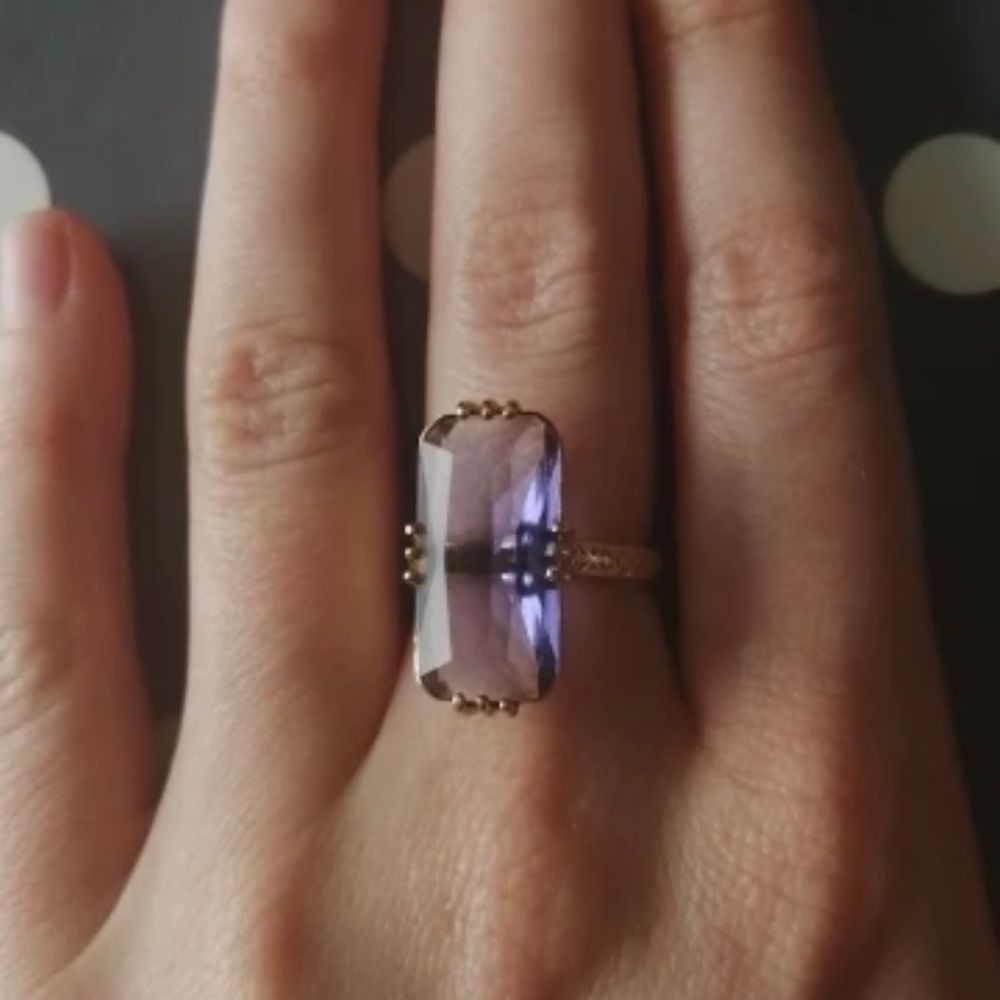 New large Square Purple Stone Ring Available sizes 6, 7, 8, - Picture 8 of 8